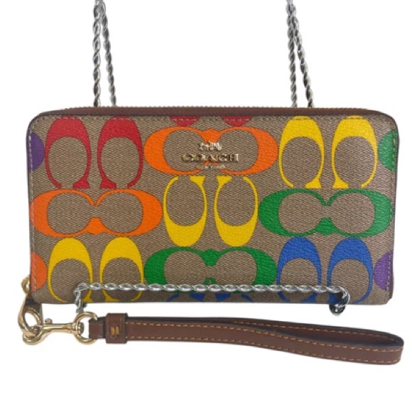 COACH Rainbow Signature canvas Long Zip Around Wallet pride - Picture 1 of 14
